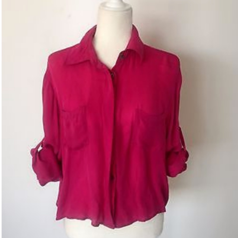 CHELSEA FLOWER 100% Silk Button Down Blouse